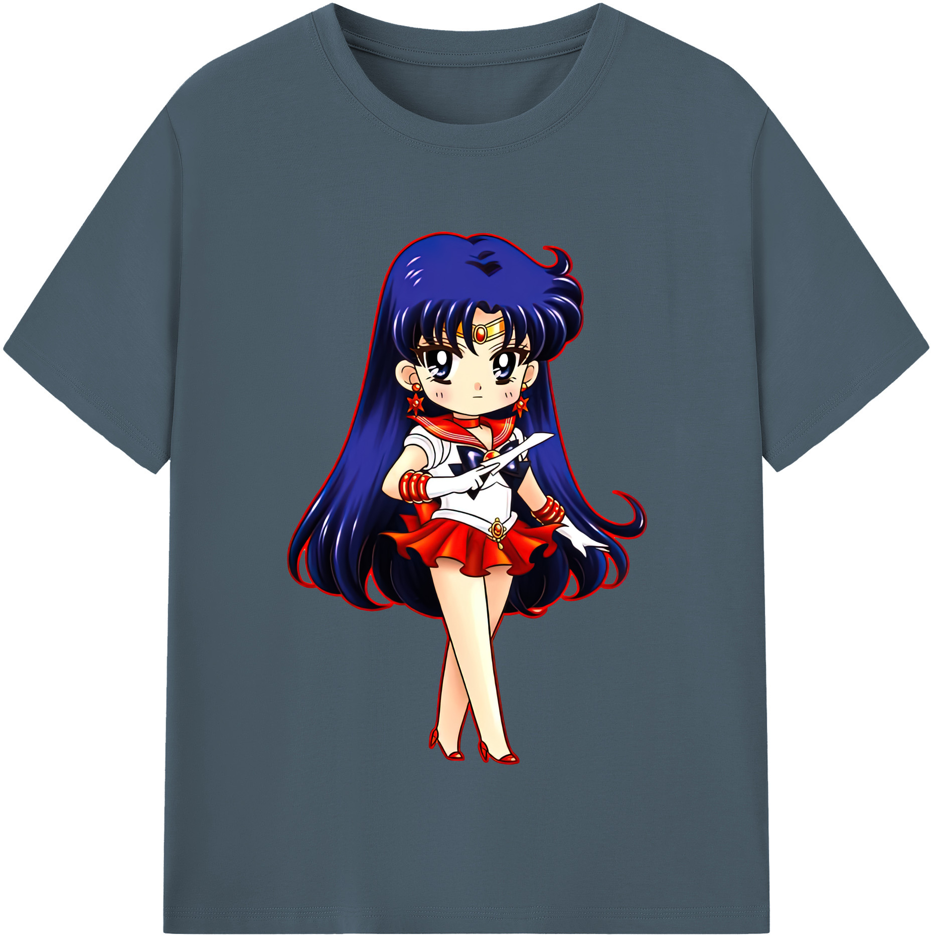 （画像用） 美少女戦士セーラームーン 火野レイ ひの レイ Sailor Moon Hino Rei （セーラーマーズ,Sailor Mars） 綿100％半袖Tシャツ（フロントプリント）